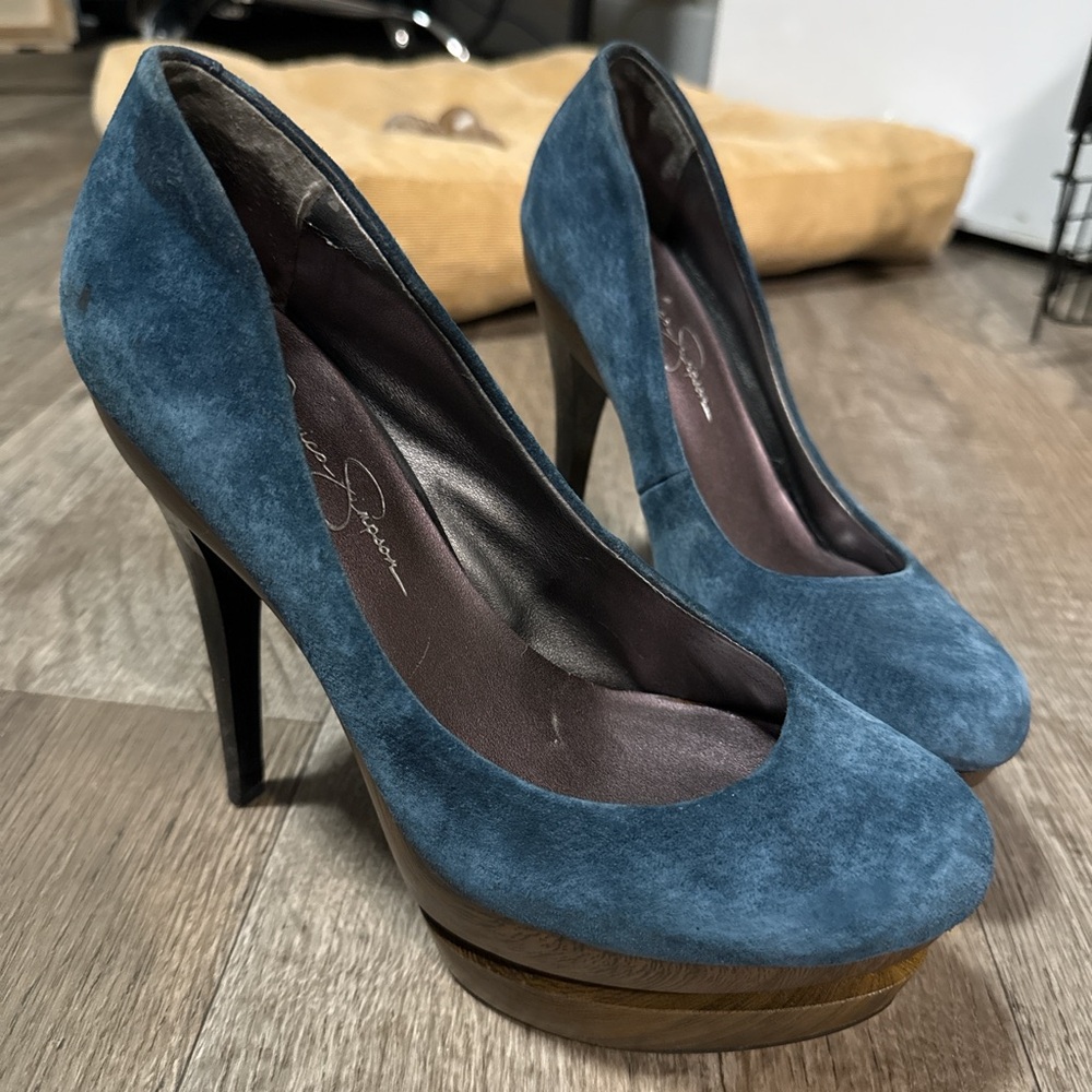 Jessica Simpson Blue Suede Heels